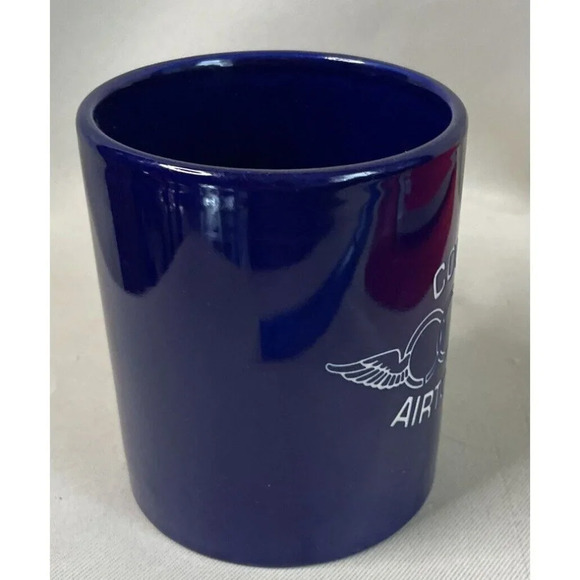 Cook Airtomic Coffee Tea Blue Mug Advertisement Wings 3 Circles 3.5 Inch - Picture 2 of 7